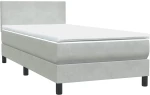 vidaXL Box Spring κρεβάτι με στρώμα ανοιχτό γκρι 90x220 εκ. Βελούδινο