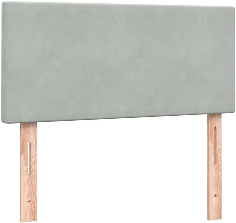 vidaXL Box Spring κρεβάτι με στρώμα ανοιχτό γκρι 90x220 εκ. Βελούδινο