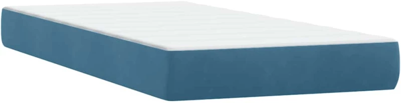 vidaXL Κρεβάτι Boxspring με Στρώμα Σκούρο Μπλε 80x220 εκ. Βελούδινο