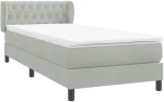 vidaXL Box Spring κρεβάτι με στρώμα ανοιχτό γκρι 90x220 εκ. Βελούδινο