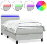 vidaXL Box Spring κρεβάτι με στρώμα ανοιχτό γκρι 80x220 cm Βελούδινο