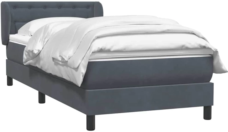 vidaXL Κρεβάτι Boxspring με Στρώμα Σκούρο Γκρι 80x220 εκ. Βελούδινο