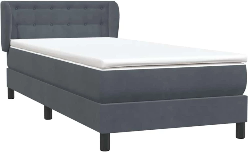 vidaXL Κρεβάτι Boxspring με Στρώμα Σκούρο Γκρι 80x220 εκ. Βελούδινο