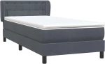 vidaXL Κρεβάτι Boxspring με Στρώμα Σκούρο Γκρι 80x220 εκ. Βελούδινο