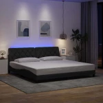 vidaXL Σκελετός Κρεβατιού με LED Χωρίς Στρώμα Σκ. Γκρι 200x200 εκ.