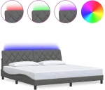 vidaXL Σκελετός Κρεβατιού με LED Χωρίς Στρώμα Σκ. Γκρι 200x200 εκ.
