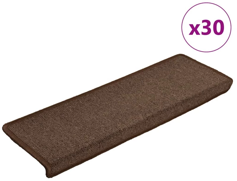 vidaXL Πατάκια Σκάλας 30 τεμ. Καφέ 65 x 21 x 4 εκ.