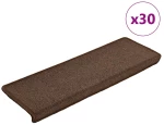 vidaXL Πατάκια Σκάλας 30 τεμ. Καφέ 65 x 21 x 4 εκ.