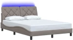 vidaXL Πλαίσιο κρεβατιού με LED χωρίς στρώμα Taupe 140x190 cm Ύφασμα
