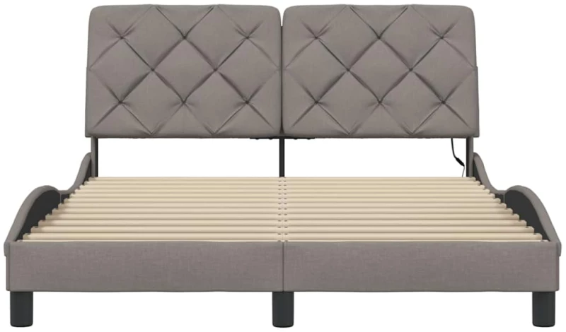 vidaXL Πλαίσιο κρεβατιού με LED χωρίς στρώμα Taupe 140x190 cm Ύφασμα