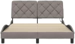 vidaXL Πλαίσιο κρεβατιού με LED χωρίς στρώμα Taupe 140x190 cm Ύφασμα