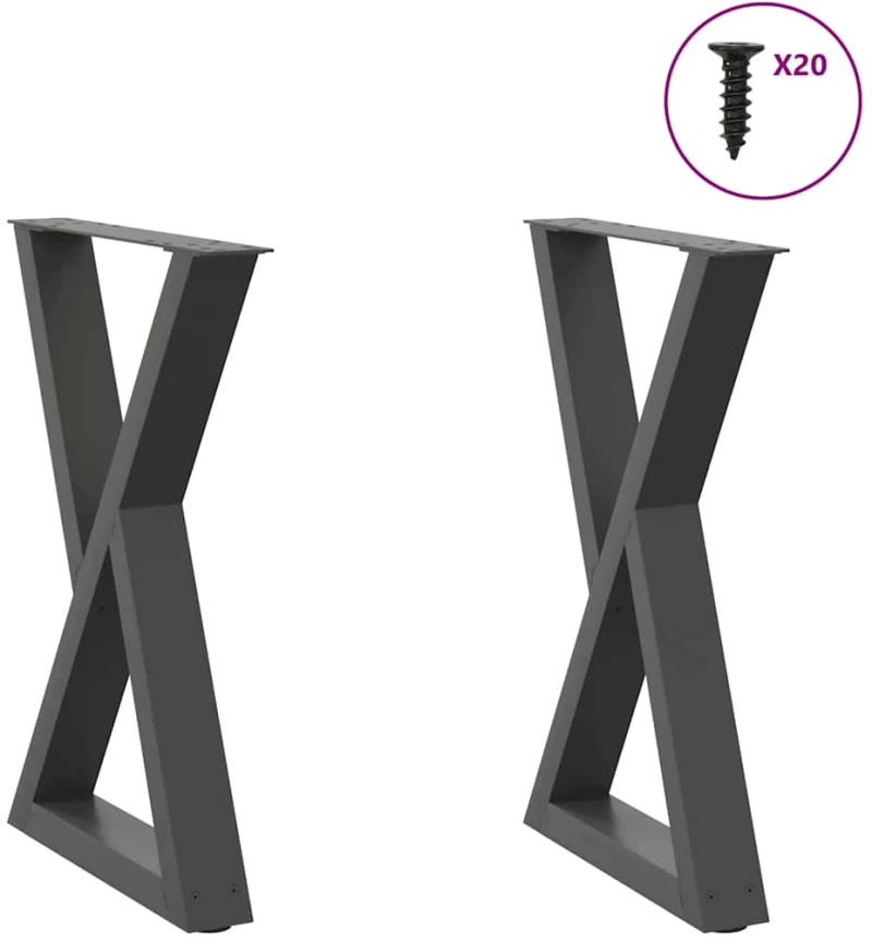 vidaXL Πόδια τραπεζαρίας 2 τεμάχια Ανθρακί 50x(72-73,3) cm Ατσάλι