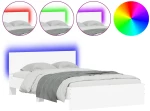 vidaXL Πλαίσιο Κρεβατιού με Κεφαλάρι/LED Λευκό 140 x 200 εκ