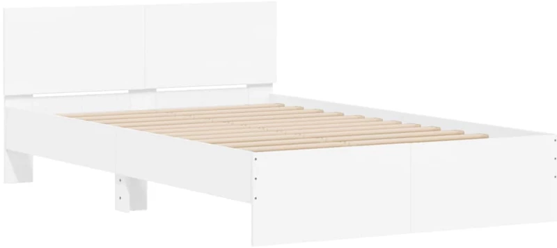 vidaXL Πλαίσιο Κρεβατιού με Κεφαλάρι/LED Λευκό 140 x 200 εκ