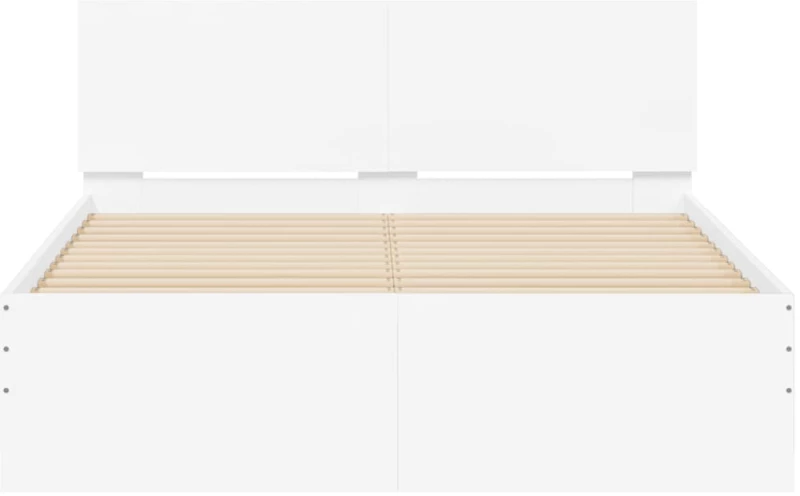 vidaXL Πλαίσιο Κρεβατιού με Κεφαλάρι/LED Λευκό 140 x 200 εκ