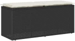 vidaXL Πάγκος κήπου με μαξιλάρι Μαύρο 110x40x44 cm Poly Rattan