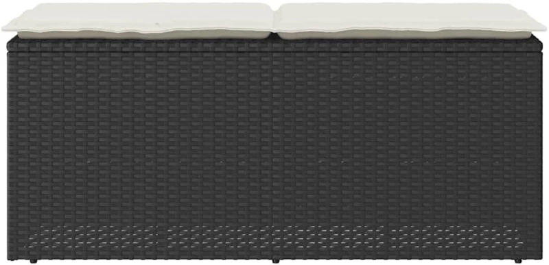 vidaXL Πάγκος κήπου με μαξιλάρι Μαύρο 110x40x44 cm Poly Rattan