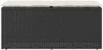 vidaXL Πάγκος κήπου με μαξιλάρι Μαύρο 110x40x44 cm Poly Rattan