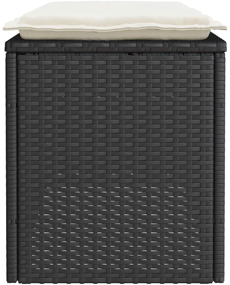 vidaXL Πάγκος κήπου με μαξιλάρι Μαύρο 110x40x44 cm Poly Rattan