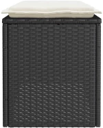 vidaXL Πάγκος κήπου με μαξιλάρι Μαύρο 110x40x44 cm Poly Rattan