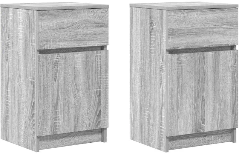 vidaXL Κομοδίνα 2 τεμ. Γκρι Sonoma 39x35x65 εκ. από Επεξεργασμένο Ξύλο