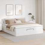 vidaXL Οθωμανικό κρεβάτι με στρώματα Λευκό 200x200cm Faux Leather