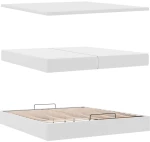 vidaXL Οθωμανικό κρεβάτι με στρώματα Λευκό 200x200cm Faux Leather