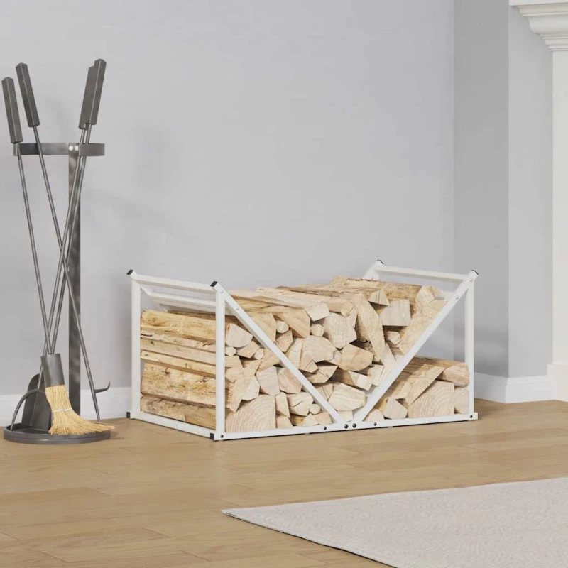 vidaXL Ράφι Καυσόξυλων Λευκό 70x43x34,5 εκ. Χάλυβας ψυχρής έλασης