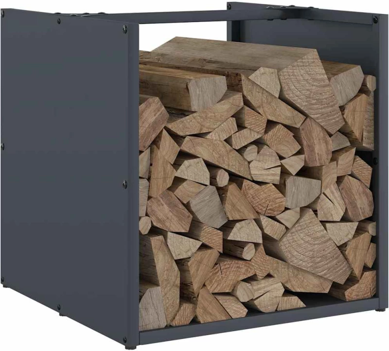 vidaXL Ράφι Καυσόξυλων Ανθρακί 40x40x40 εκ. Χάλυβας ψυχρής έλασης