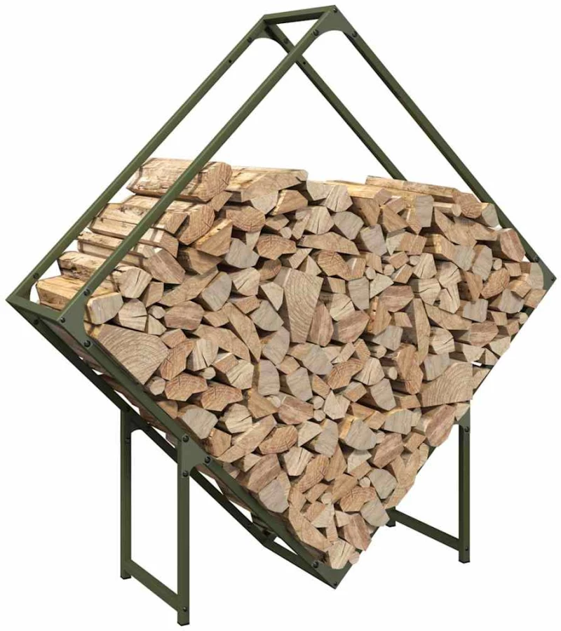 vidaXL Ράφι για καυσόξυλα Ελαιοπράσινο 100x25x100 cm