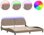vidaXL Πλαίσιο Κρεβατιού με LED 200x200 εκ. Συνθετικό Δέρμα