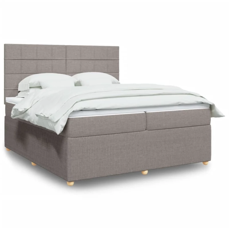 vidaXL Κρεβάτι Boxspring με Στρώμα Taupe 200x200 εκ. Υφασμάτινο