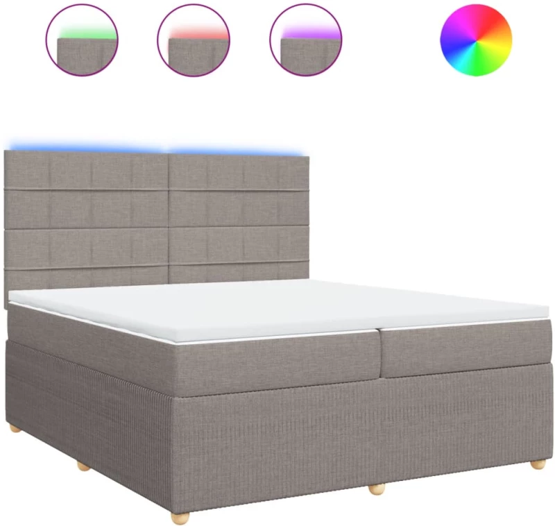 vidaXL Κρεβάτι Boxspring με Στρώμα Taupe 200x200 εκ. Υφασμάτινο