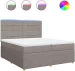 vidaXL Κρεβάτι Boxspring με Στρώμα Taupe 200x200 εκ. Υφασμάτινο