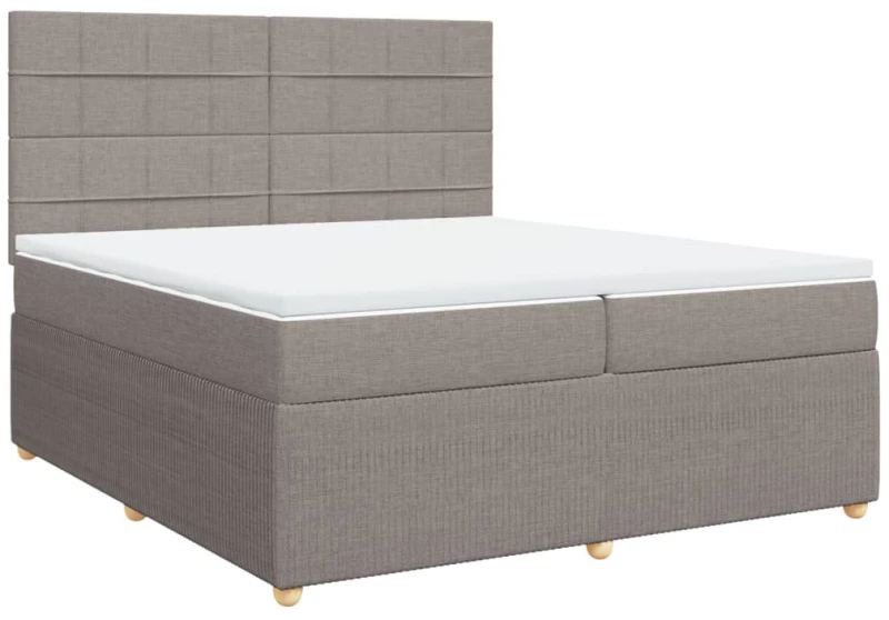 vidaXL Κρεβάτι Boxspring με Στρώμα Taupe 200x200 εκ. Υφασμάτινο