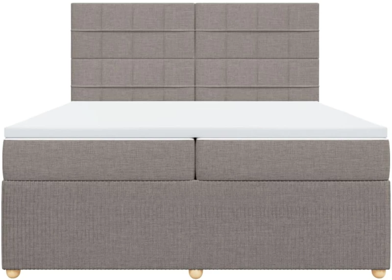 vidaXL Κρεβάτι Boxspring με Στρώμα Taupe 200x200 εκ. Υφασμάτινο