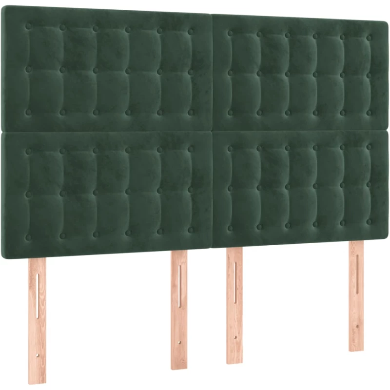 vidaXL Κρεβάτι Boxspring με Στρώμα Σκούρο Πράσινο 140x190εκ. Βελούδινο