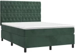 vidaXL Κρεβάτι Boxspring με Στρώμα Σκούρο Πράσινο 140x190εκ. Βελούδινο