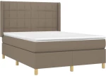 vidaXL Κρεβάτι Boxspring με Στρώμα & LED Taupe 140x190 εκ. Υφασμάτινο
