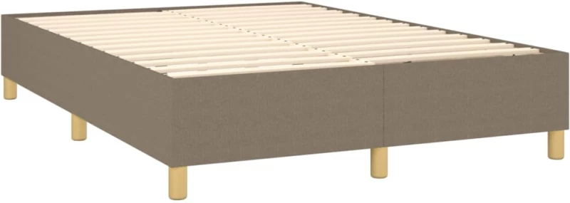vidaXL Κρεβάτι Boxspring με Στρώμα & LED Taupe 140x190 εκ. Υφασμάτινο