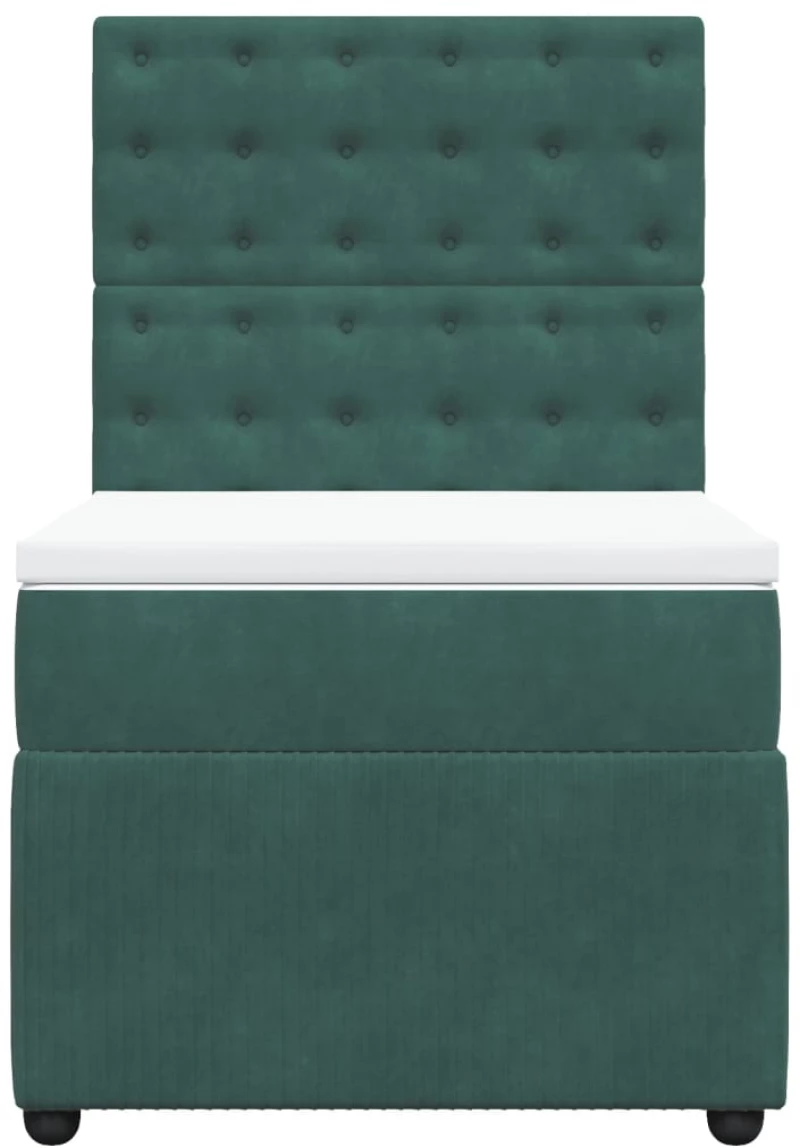 vidaXL Κρεβάτι Boxspring με Στρώμα Σκούρο Πράσινο 80x200 εκ. Βελούδινο