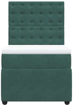 vidaXL Κρεβάτι Boxspring με Στρώμα Σκούρο Πράσινο 80x200 εκ. Βελούδινο