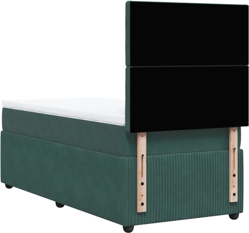 vidaXL Κρεβάτι Boxspring με Στρώμα Σκούρο Πράσινο 80x200 εκ. Βελούδινο