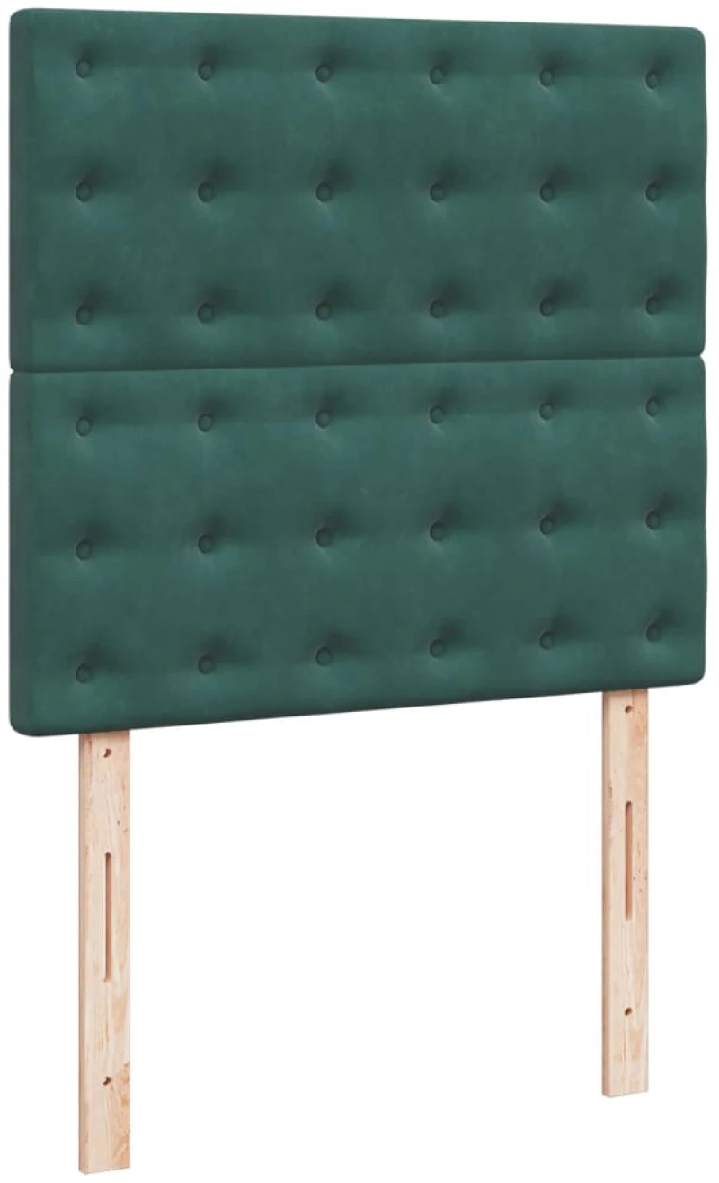 vidaXL Κρεβάτι Boxspring με Στρώμα Σκούρο Πράσινο 80x200 εκ. Βελούδινο