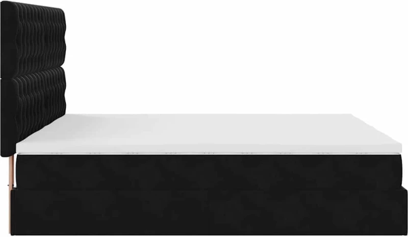 vidaXL Οθωμανικό κρεβάτι με στρώματα Μαύρο 180x200cm Velvet