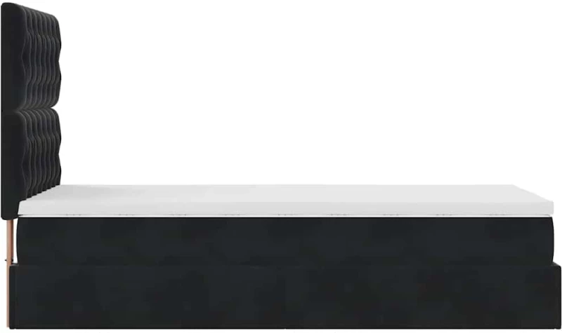 vidaXL Οθωμανικό κρεβάτι με στρώματα & LEDs Μαύρο 90x200cm Velvet