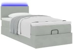 vidaXL Οθωμανικό κρεβάτι με στρώμα&LEDs Ανοιχτό γκρι 100x200cm Βελούδο