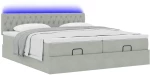 vidaXL Οθωμανικό κρεβάτι με στρώματα & LEDs Ανοιχτό γκρι Βελούδο