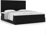 vidaXL Οθωμανικό κρεβάτι με στρώματα Μαύρο 180x200cm Velvet