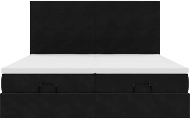 vidaXL Οθωμανικό κρεβάτι με στρώματα Μαύρο 180x200cm Velvet